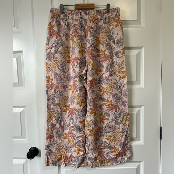 Nicole Miller Linen Tropical Floral Wide Leg Pull on Pants - Picture 6 of 8